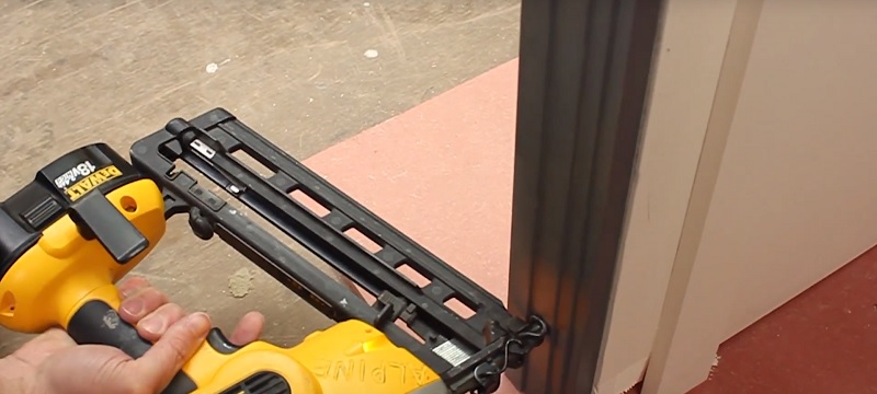 use a nail gun to fit architrave in place